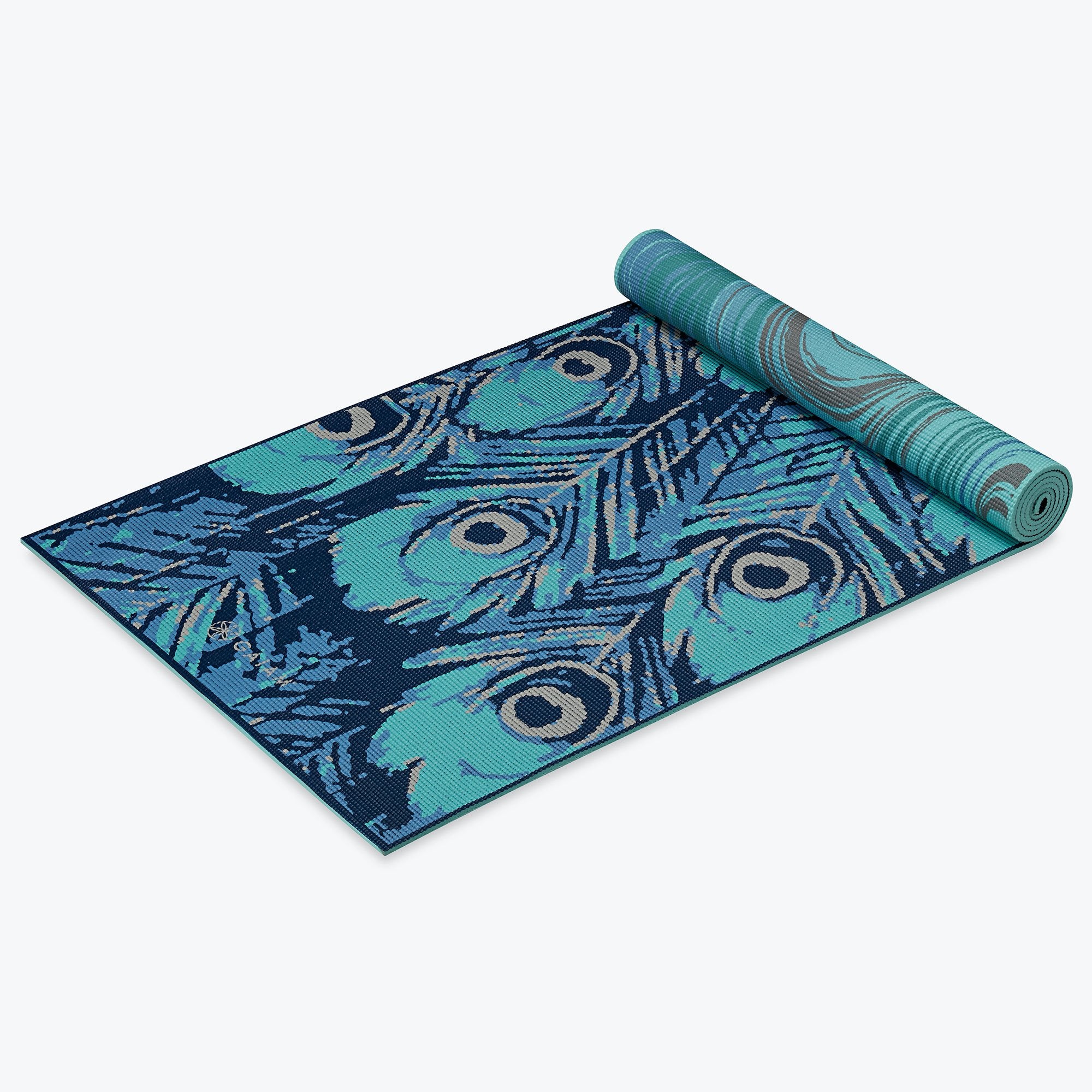 Reversible Marbled Peacock Yoga Mat (6mm)