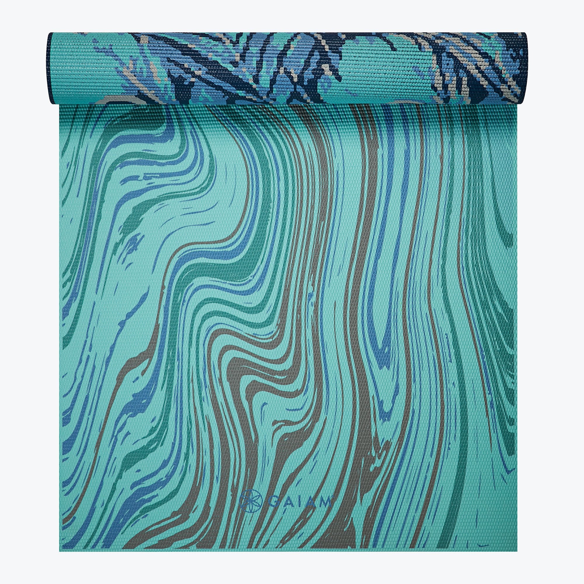 Reversible Marbled Peacock Yoga Mat (6mm)